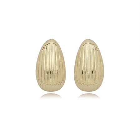 Brinco liso banho em ouro 18k