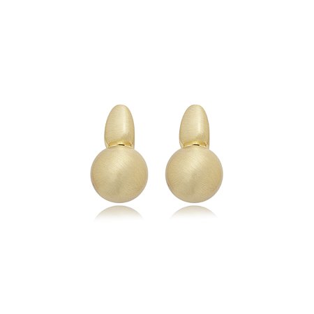 Brinco liso acetinado banho em ouro 18k