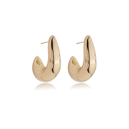 Brinco de argola liso banho em ouro 18k