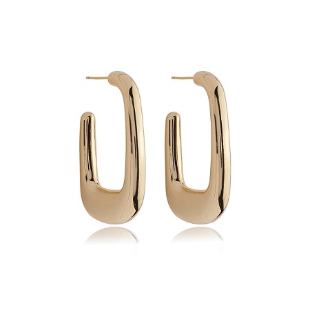 Brinco de argola liso banho em ouro 18k