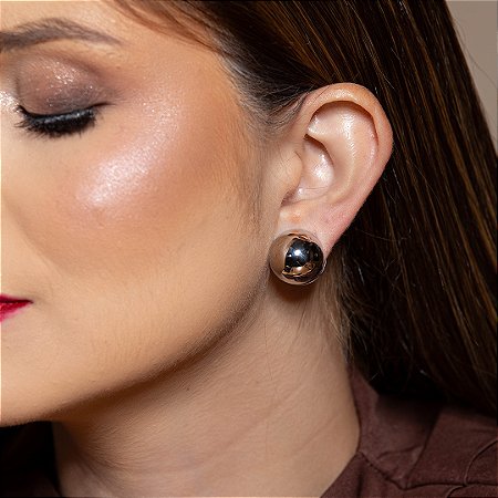 Brinco de argola liso banho em rodio branco