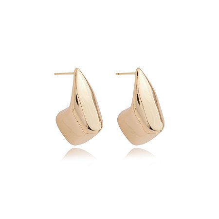 Brinco de argola liso banho em ouro 18k
