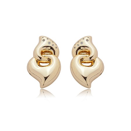 Brinco cravejado de zirconia cristal banho em ouro 18k