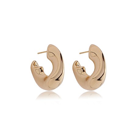 Brinco de argola liso banho em ouro 18k