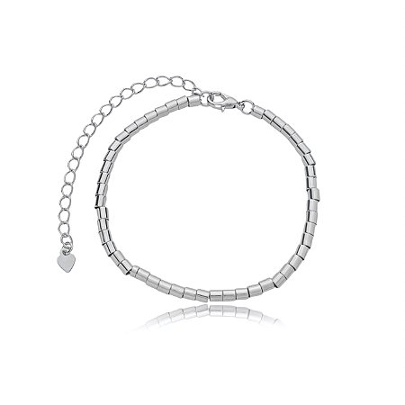 Pulseira de canutilho banho em rodio branco