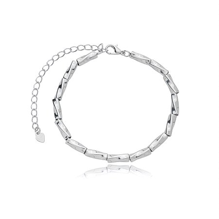 Pulseira de canutilho banho em rodio branco