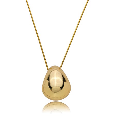 Colar dourado liso com pingente banho em ouro 18k