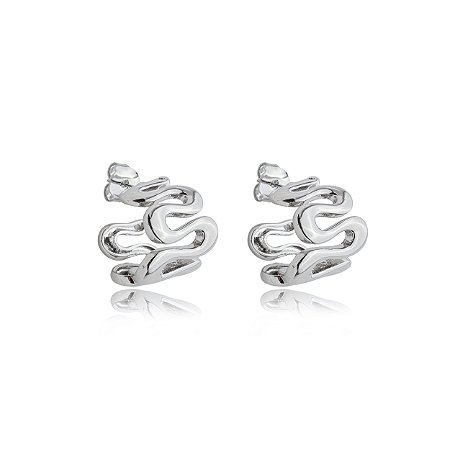 Brinco de argola liso banho em rodio branco