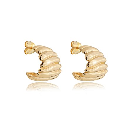 Brinco de argola dourado liso banho em ouro 18k