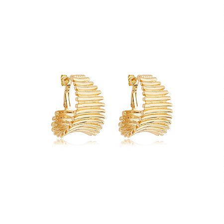 Brinco de argola dourado liso banho em ouro 18k