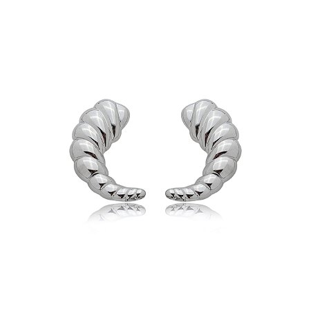 Brinco liso banho em rodio branco