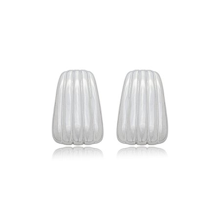 Brinco liso banho em rodio branco