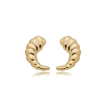 Brinco dourado liso banho em ouro 18K