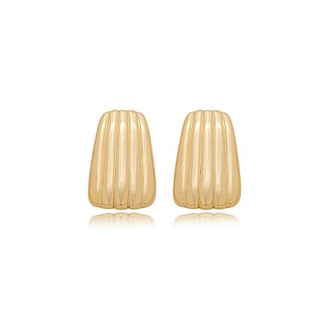 Brinco dourado liso banho em ouro 18K
