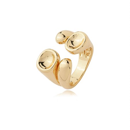 Anel dourado liso  banho em ouro 18k