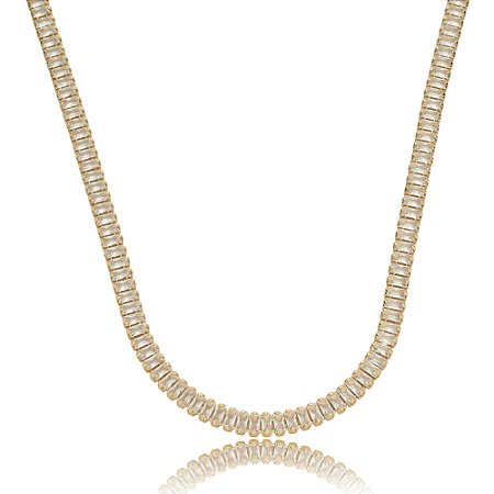 Colar de riviera com zirconia cristal banho em ouro 18k