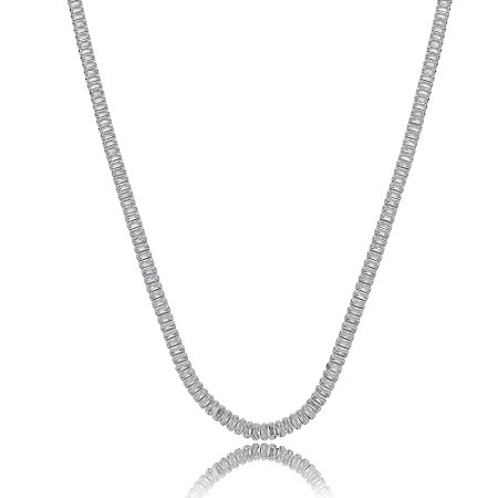 Colar de riviera com zirconia cristal banho em rodio branco