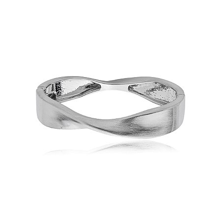 Bracelete liso acetinado banho em rodio branco