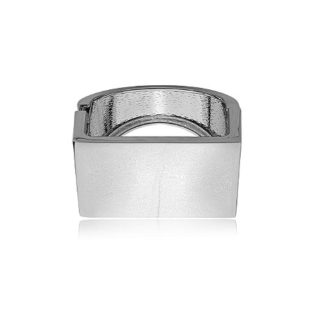 Bracelete liso acetinado banho em rodio branco