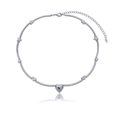 Colar liso banho em rodio branco