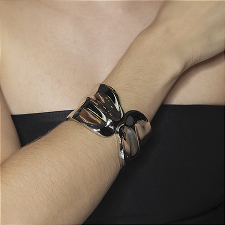 Bracelete liso banho em rodio branco