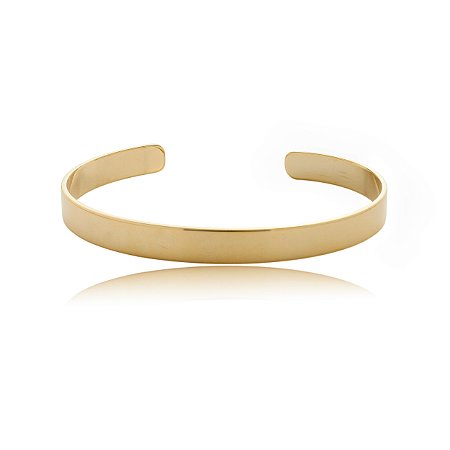 Bracelete dourado liso banho em ouro 18k