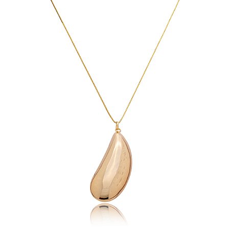 Colar liso com pingente banho em ouro 18k