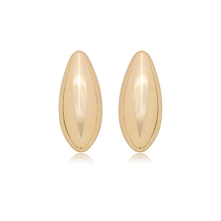 Brinco dourado liso banho em ouro 18K