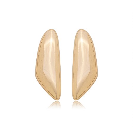 Brinco dourado liso banho em ouro 18K