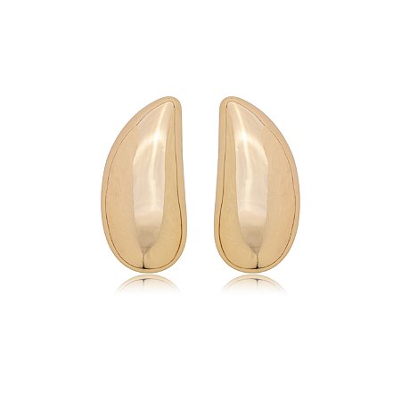 Brinco dourado liso banho em ouro 18K