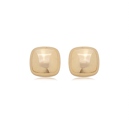 Brinco dourado liso banho em ouro 18K