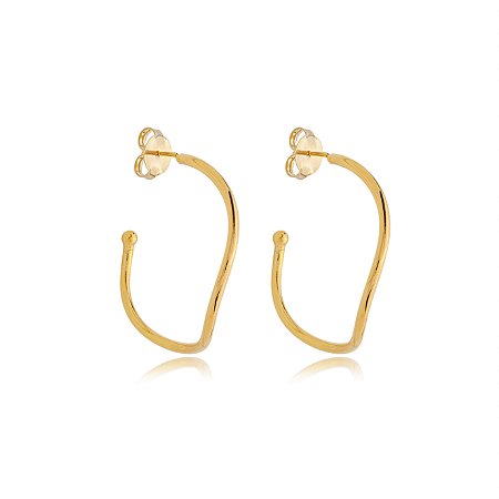 Brinco de argola dourado liso banho em ouro 18K