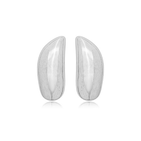 Brinco liso banho em rodio branco