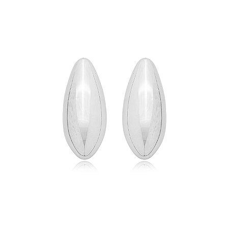 Brinco liso banho em rodio branco