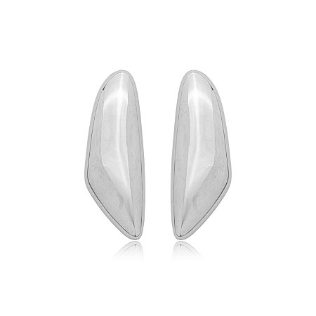 Brinco liso banho em rodio branco