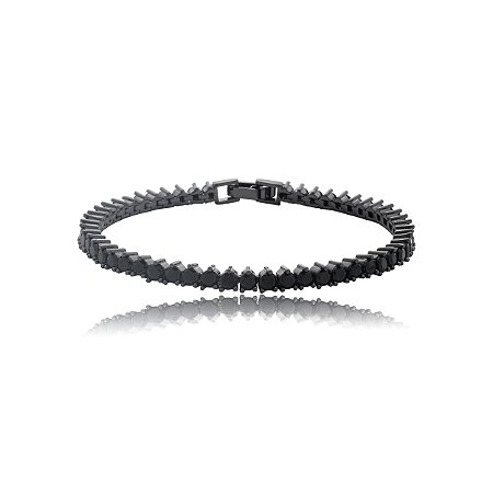 Pulseira riviera cravejada de zirconia onix banho em rodio negro