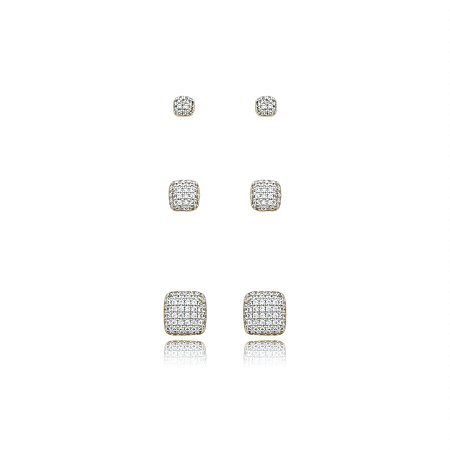 Trio cravejado de zirconia cristal banho em ouro 18k