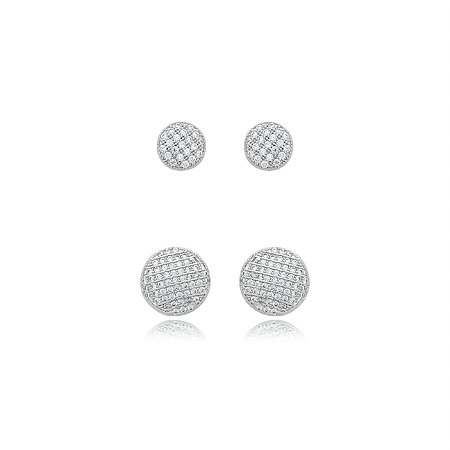 Dupla cravejada de zirconia cristal banho em rodio branco