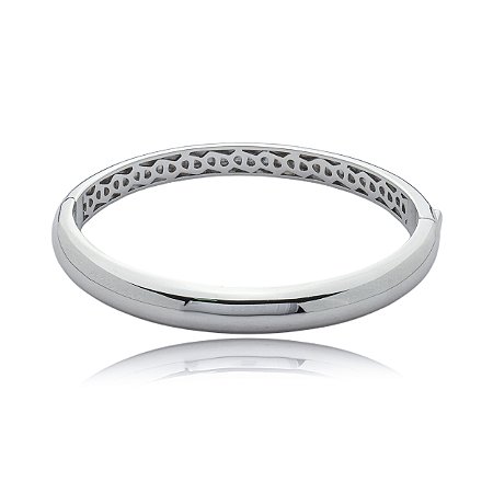 Bracelete liso banho em rodio branco