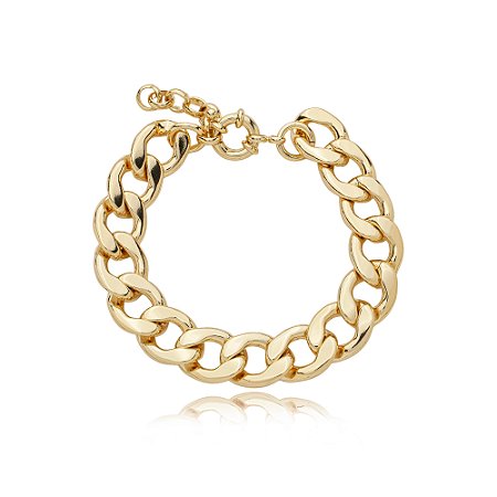 Pulseira de corrente dourado liso banho em ouro 18k