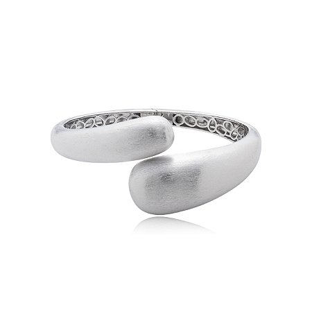 Bracelete liso escovado banho em rodio branco