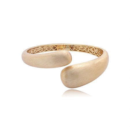 Bracelete dourado liso escovado banho em ouro 18k