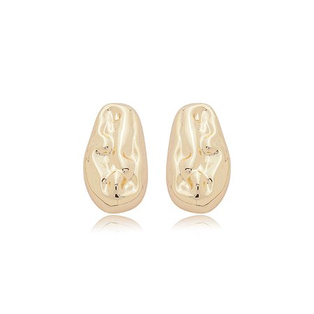 Brinco de base martelado banho em ouro 18k