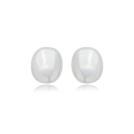 Brinco de base liso banho em rodio branco