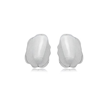 Brinco de base liso banho em rodio branco