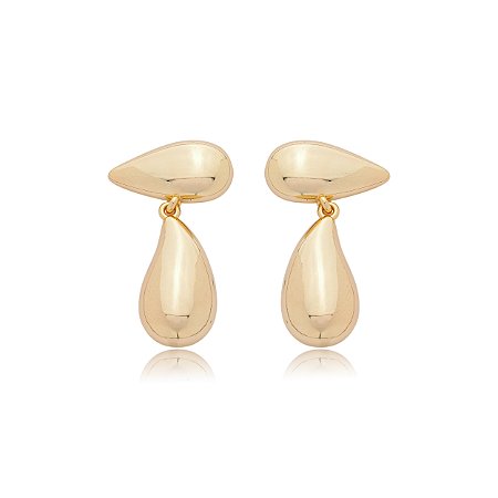 Brinco dourado liso banho em ouro 18K