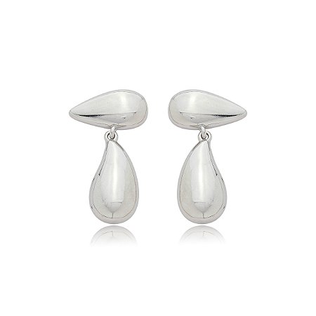 Brinco liso banho em rodio branco