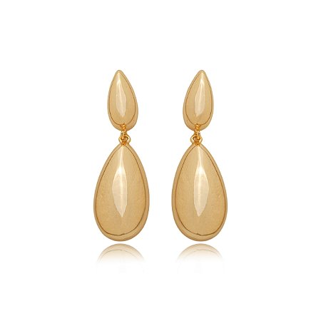 Brinco dourado liso banho em ouro 18K