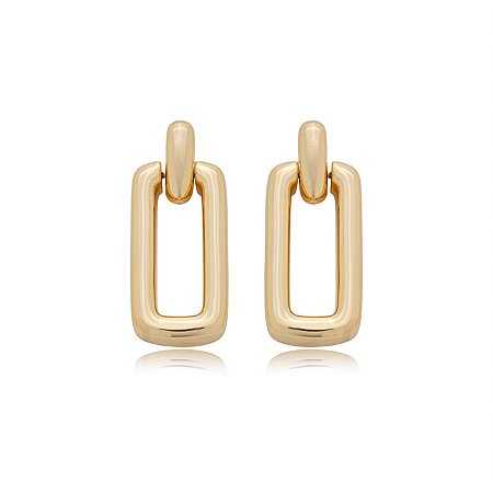 Brinco dourado liso banho em ouro 18K