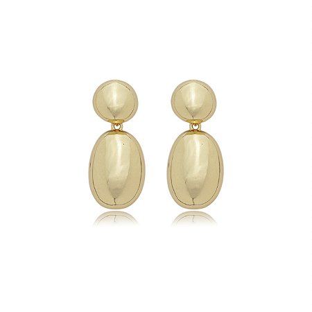 Brinco dourado liso banho em ouro 18K